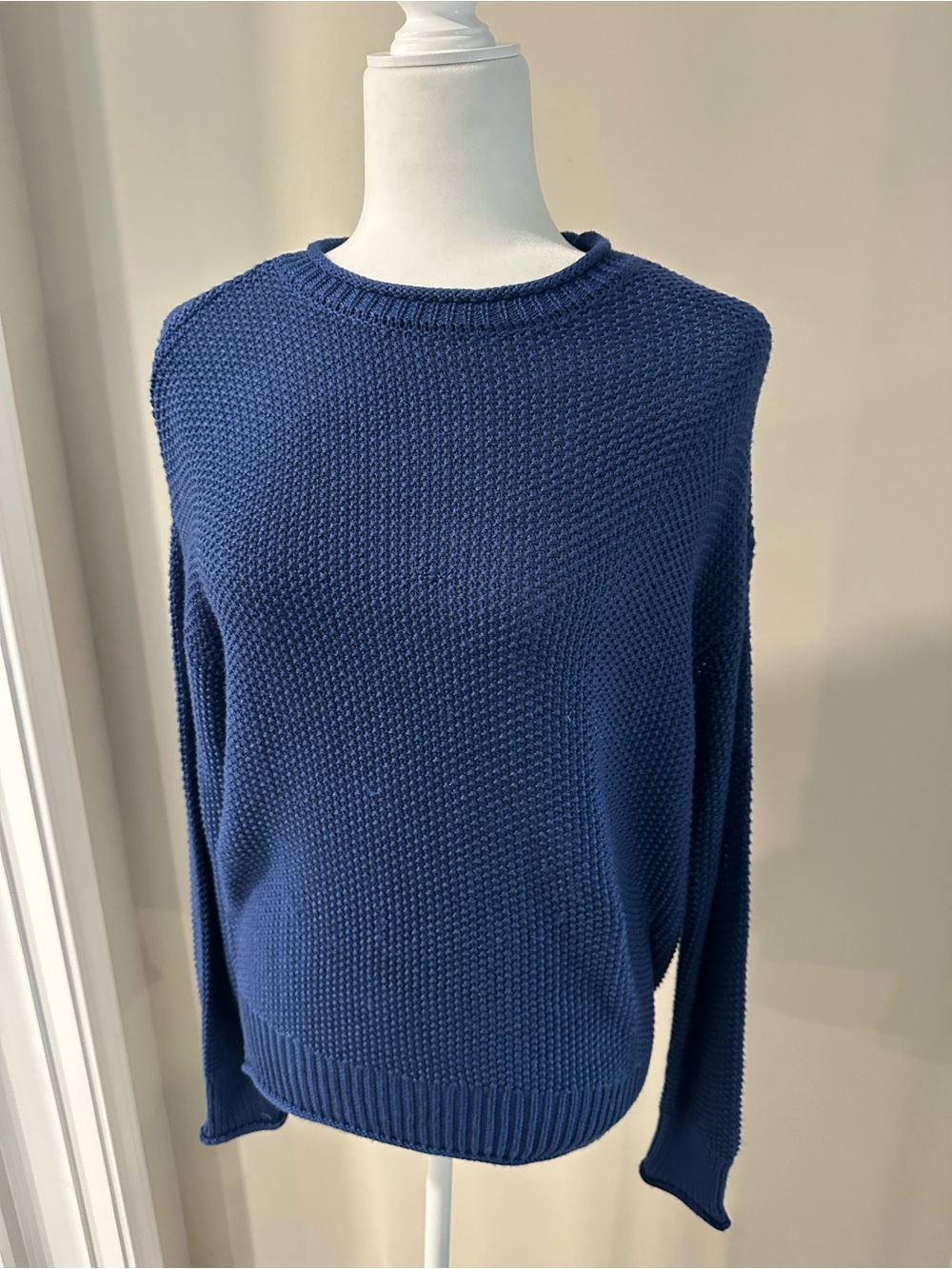 Jessica Simpson Deep Blue Textured Knit Crewneck Sweater